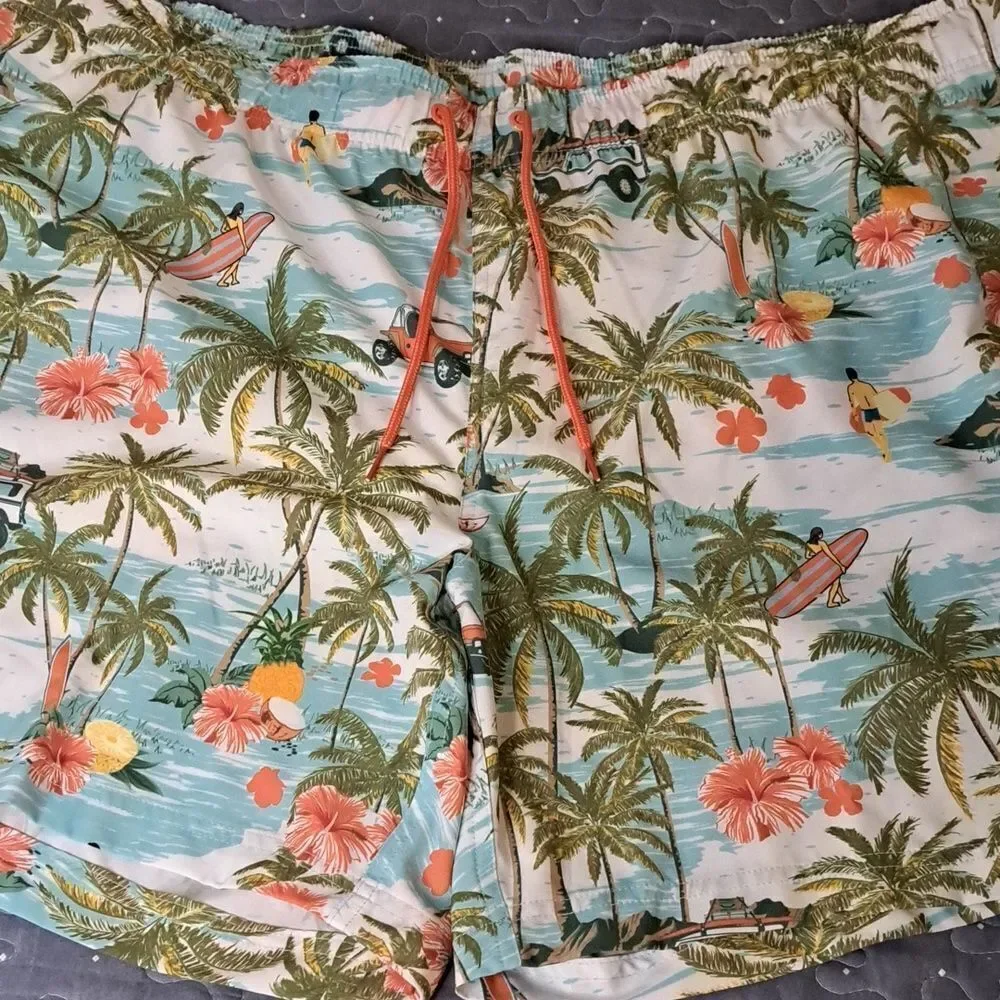 George above the knee tropical vintage summer swim trunks size 3XL NWT